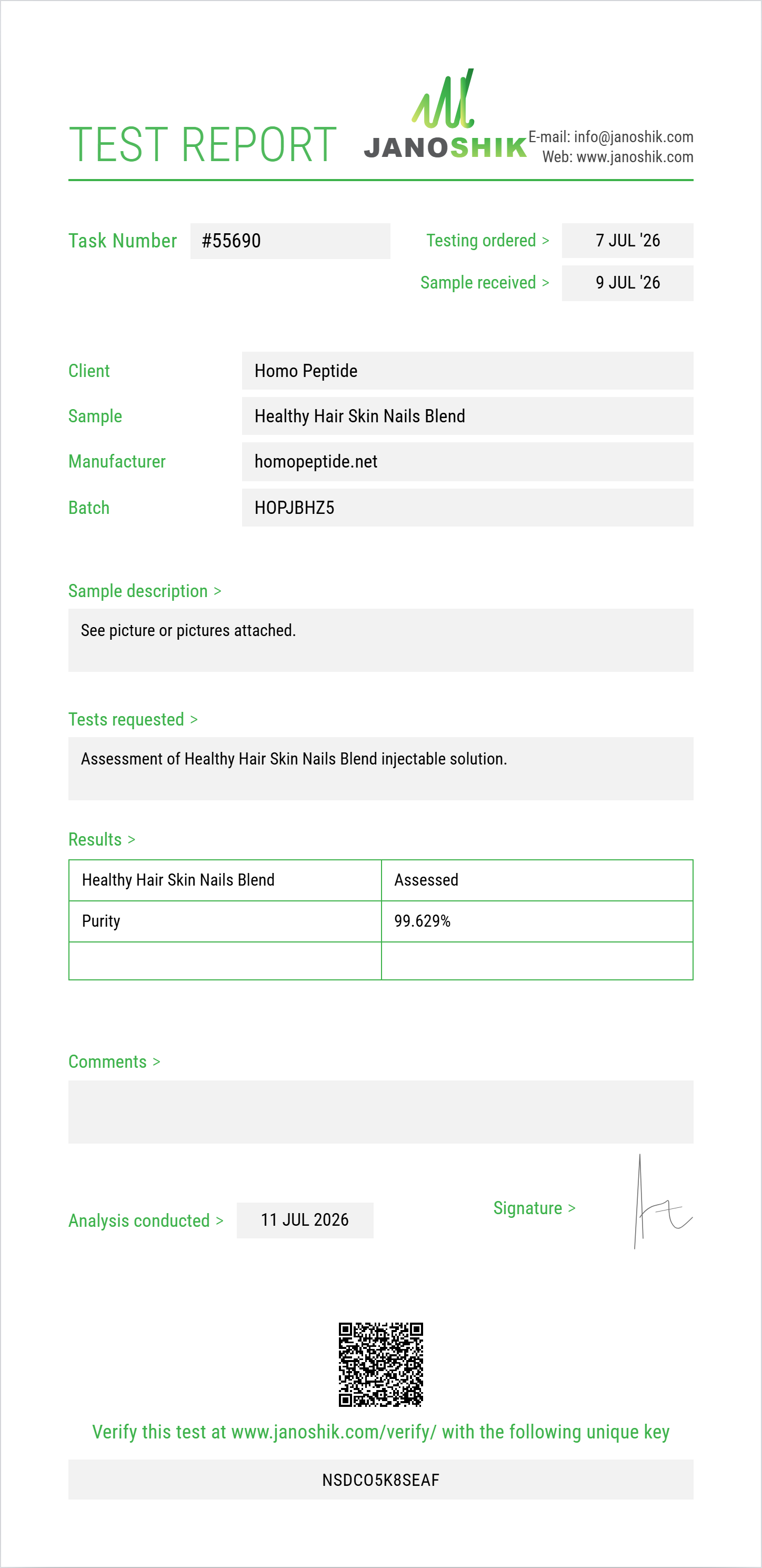Healthy Hair Skin Nails Blend (Niacinamide+Thiamine+Pantothenic Acid+Choline+Inositol+Niacin+Biotin+Folic Acid+Riboflavin) Purity Test Report by Medutest